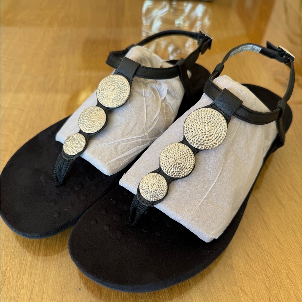 Vionic Black Sandals With Silver Embellishments - image 1